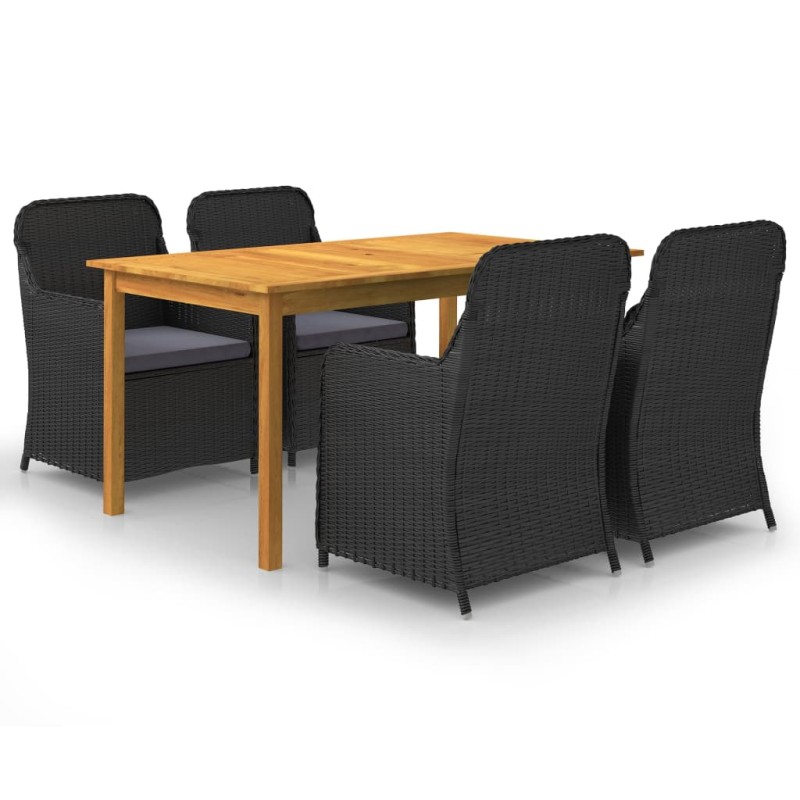 vidaXL Juego de comedor para jardín 5 piezas negro vidaXL Juego de comedor para jardín 5 piezas negro