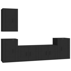 vidaXL Set de muebles para TV 5 piezas madera contrachapada negro