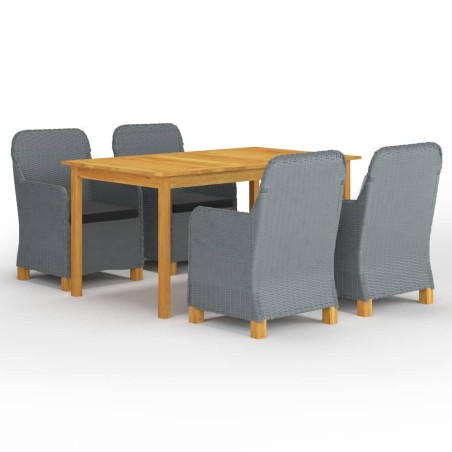 vidaXL Juego de comedor para jardín de 5 piezas gris claro