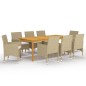 vidaXL Juego de comedor de jardín 9 piezas beige vidaXL Juego de comedor de jardín 9 piezas beige
