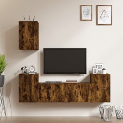vidaXL Set de muebles de TV 5 pzas madera contrachapada roble ahumado