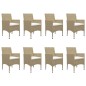 vidaXL Juego de comedor de jardín 9 piezas beige vidaXL Juego de comedor de jardín 9 piezas beige