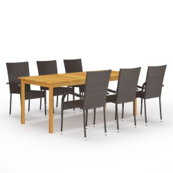 vidaXL Juego de comedor para jardín 7 piezas marrón