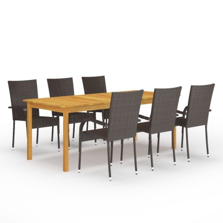 vidaXL Juego de comedor para jardín 7 piezas marrón