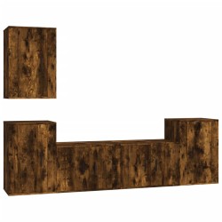 vidaXL Set de muebles de TV 5 pzas madera contrachapada roble ahumado