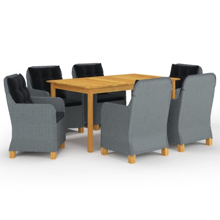 vidaXL Juego de comedor para jardín de 7 piezas gris claro