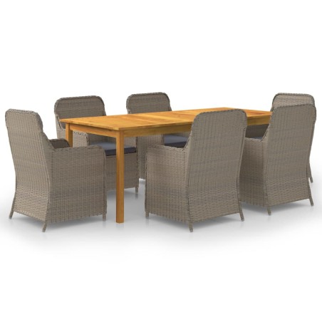 vidaXL Juego de comedor para jardín 7 piezas marrón