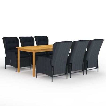 vidaXL Juego de comedor para jardín de 7 piezas gris oscuro