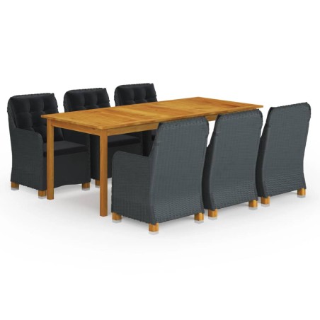 vidaXL Juego de comedor para jardín de 7 piezas gris oscuro