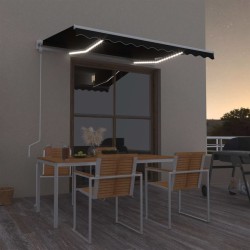 vidaXL Toldo automático LED sensor de viento gris antracita 300x250 cm