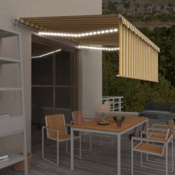 vidaXL Toldo manual retráctil con persiana y LED amarillo blanco 4x3 m