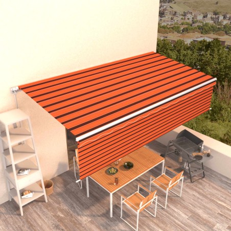 vidaXL Toldo retráctil manual con persiana naranja y marrón 6x3 m