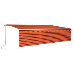 vidaXL Toldo retráctil manual con persiana naranja y marrón 6x3 m