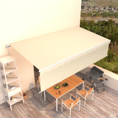 vidaXL Toldo retráctil manual con persiana crema 6x3 m