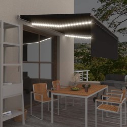 vidaXL Toldo manual retráctil con persiana y LED antracita 4x3 m