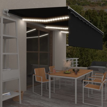 vidaXL Toldo automático persiana LED sensor viento gris antracita 6x3m 