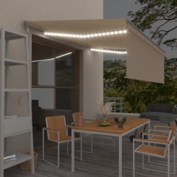 vidaXL Toldo automático con persiana LED sensor de viento crema 4x3m  