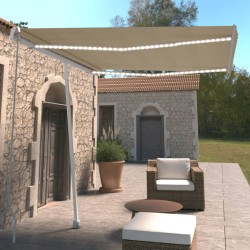 vidaXL Toldo manual retráctil con luz LED crema 300x250 cm