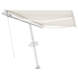 vidaXL Toldo manual retráctil con luz LED crema 300x250 cm