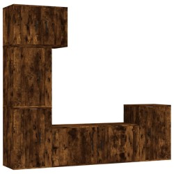 vidaXL Set de muebles de TV 5 pzas madera contrachapada roble ahumado