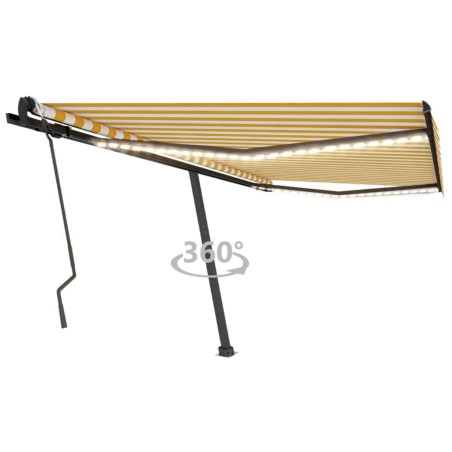 vidaXL Toldo manual retráctil con LED amarillo y blanco 400x300 cm