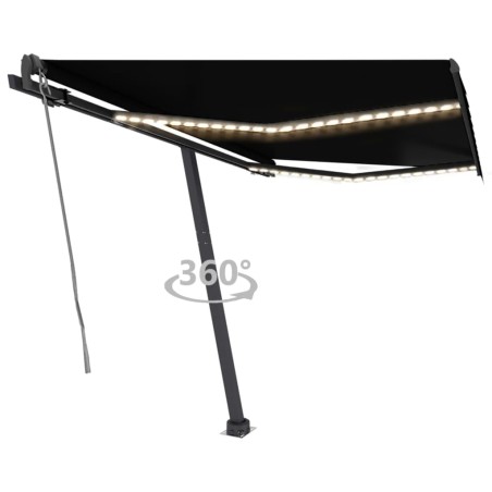 vidaXL Toldo automático con LED y sensor de viento antracita 350x250cm
