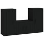 vidaXL Set de muebles para TV 3 piezas madera contrachapada negro vidaXL Set de muebles para TV 3 piezas madera contrachapada negro
