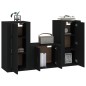 vidaXL Set de muebles para TV 3 piezas madera contrachapada negro vidaXL Set de muebles para TV 3 piezas madera contrachapada negro