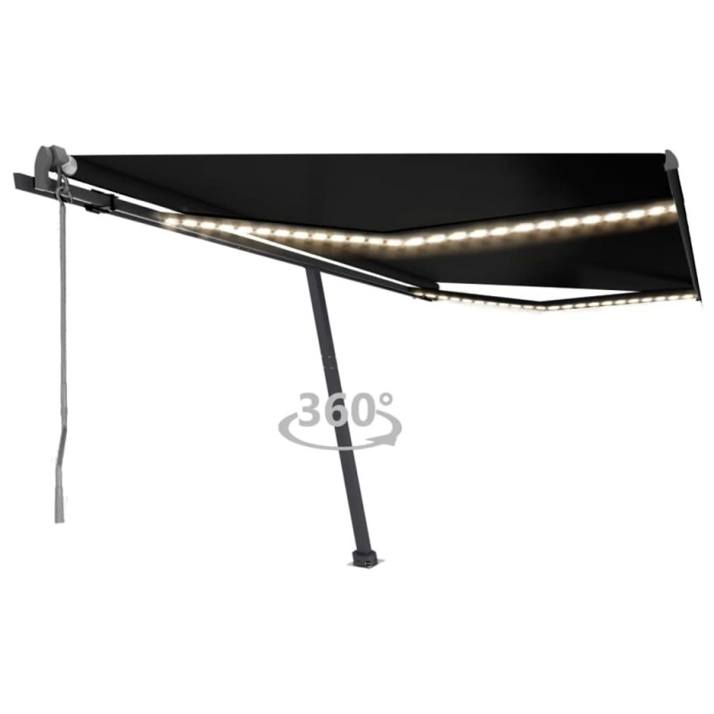 vidaXL Toldo automático con LED y sensor de viento antracita 450x300cm vidaXL Toldo automático con LED y sensor de viento antracita 450x300cm