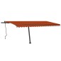 vidaXL Toldo automático LED sensor de viento naranja marrón 500x300 cm vidaXL Toldo automático LED sensor de viento naranja marrón 500x300 cm