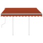vidaXL Toldo manual retráctil con postes naranja y marrón 3x2,5 m vidaXL Toldo manual retráctil con postes naranja y marrón 3x2,5 m