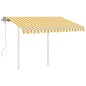 vidaXL Toldo manual retráctil con postes amarillo y blanco 3x2,5 m