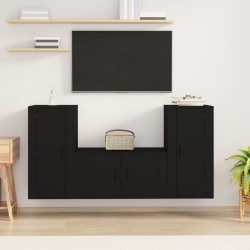 vidaXL Set de muebles para TV 3 piezas madera contrachapada negro