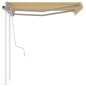 vidaXL Toldo manual retráctil con postes amarillo y blanco 3x2,5 m