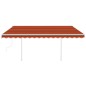 vidaXL Toldo manual retráctil con postes naranja y marrón 4x3 m vidaXL Toldo manual retráctil con postes naranja y marrón 4x3 m