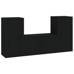 vidaXL Set de muebles para TV 3 piezas madera contrachapada negro