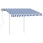 vidaXL Toldo manual retráctil con postes azul y blanco 3,5x2,5 m vidaXL Toldo manual retráctil con postes azul y blanco 3,5x2,5 m