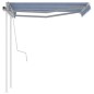 vidaXL Toldo manual retráctil con postes azul y blanco 3,5x2,5 m vidaXL Toldo manual retráctil con postes azul y blanco 3,5x2,5 m
