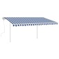 vidaXL Toldo manual retráctil con postes azul y blanco 4,5x3 m vidaXL Toldo manual retráctil con postes azul y blanco 4,5x3 m