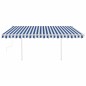 vidaXL Toldo manual retráctil con postes azul y blanco 4,5x3 m vidaXL Toldo manual retráctil con postes azul y blanco 4,5x3 m