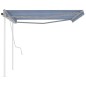 vidaXL Toldo manual retráctil con postes azul y blanco 4,5x3 m vidaXL Toldo manual retráctil con postes azul y blanco 4,5x3 m