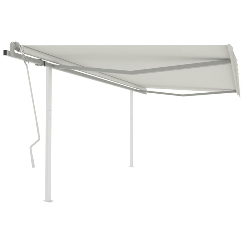 vidaXL Toldo manual retráctil con postes color crema 4x3 m vidaXL Toldo manual retráctil con postes color crema 4x3 m