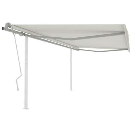 vidaXL Toldo manual retráctil con postes color crema 4x3 m