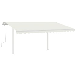 vidaXL Toldo manual retráctil con postes color crema 4x3 m