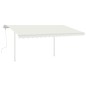 vidaXL Toldo manual retráctil con postes color crema 4x3 m vidaXL Toldo manual retráctil con postes color crema 4x3 m
