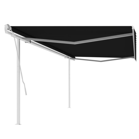 vidaXL Toldo manual retráctil con postes gris antracita 5x3,5 m