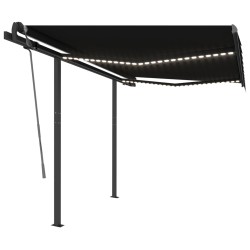 vidaXL Toldo automático LED sensor de viento gris antracita 3,5x2,5 m