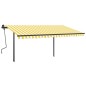 vidaXL Toldo automático retráctil con postes amarillo y blanco 4x3 m vidaXL Toldo automático retráctil con postes amarillo y blanco 4x3 m