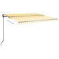 vidaXL Toldo automático retráctil con postes amarillo y blanco 4x3 m vidaXL Toldo automático retráctil con postes amarillo y blanco 4x3 m