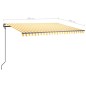 vidaXL Toldo automático retráctil con postes amarillo y blanco 4x3 m vidaXL Toldo automático retráctil con postes amarillo y blanco 4x3 m